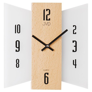 Skleněné dřevěné Nástěnné hodiny JVD N12004.68 - NOVINKA