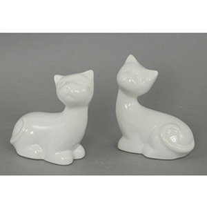 Kočička keramická bílá ,dekorační, cena za dva kusy - HL773786