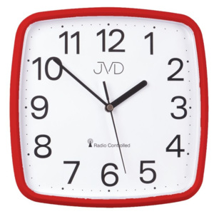 Červené hranaté rádiem řízené levné hodiny JVD RH616.4