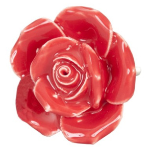 Keramická úchytka Růže červená - pr 4,5 cm Clayre & Eef