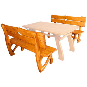 Drewmax MO241 lavice - Zahradní lavice z masivního smrkového dřeva 150x52x90cm - Dub