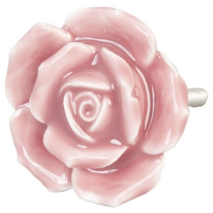 Keramická úchytka Růže růžová - pr 4,5 cm Clayre & Eef