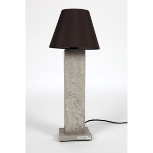 Betonová stolní lampa - mramorová textura, hnědé stínítko Beton Válcové Stolní 0 - 70 cm