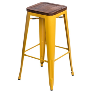 Barová židle Tolix 75, žlutá/ořech