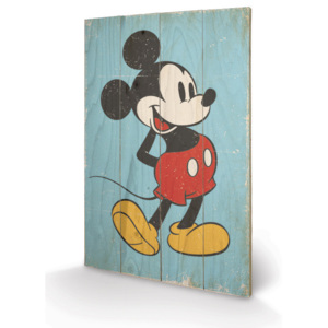 Dřevěný obraz Myšák Mickey (Mickey Mouse) - Retro, (40 x 59 cm)