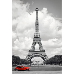 Plakát Eiffel Tower - Red Car in Paris