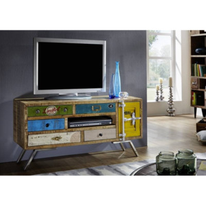 MANCHESTER TV stolek, litina a mangové dřevo