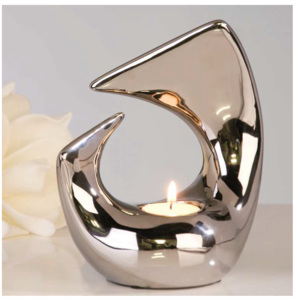 Keramický držák na svíčku BALANCE – stříbrná