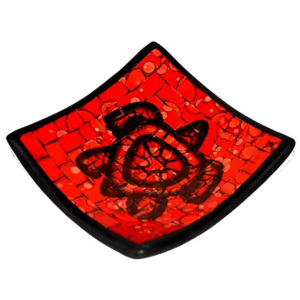 Miska dekorační mozaika červená 14x14x4 cm