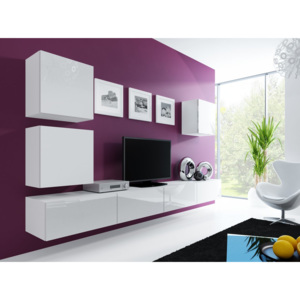 Obývací stěna VIGO 22, bílá SKLADEM 2ks (Moderní bezúchytová obývací)