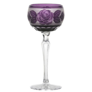 Sklenice na víno Růže-květ, barva fialová, objem 190 ml