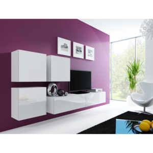 Obývací stěna VIGO 23, bílá SKLADEM 2ks (Moderní bezúchytová obývací)