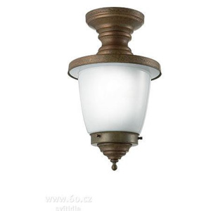 Il Fanale Venezia, venkovní stropní lampa, 1x57W E27, mosaz, bílé sklo, výška 36cm, IP44