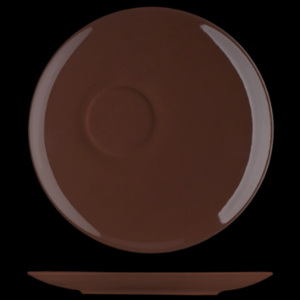 Podšálek excentrický 16 cm, český porcelán, Le Choco Brun, Suisse Langenthal