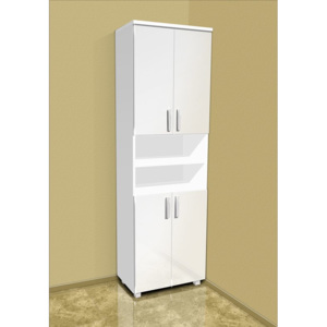 Vysoká koupelnová skříňka K15 barva skříňky: bílá 113, barva dvířek: bílý lesk