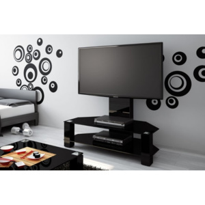 Televizní stolek LUGANO, černý/černé sklo (Moderní televizní stolek v černé barvě)