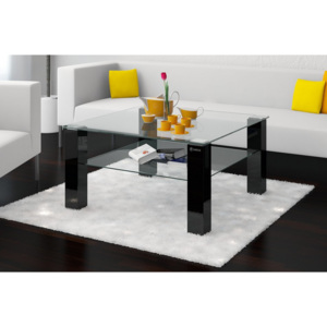 Konferenční stolek ISOLA (černý) (Luxusní konferenční stolek v kombinaci sklo, vysoký lesk)