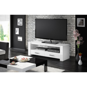 Televizní stolek MONACO 2, bílý (Moderní televizní stolek v bílé barvě)