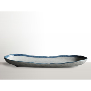 Oválný talíř na sushi s modrým okrajem 33 x 10 cm