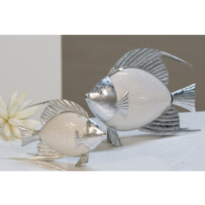 Figurka FISH L – bílá/stříbrná