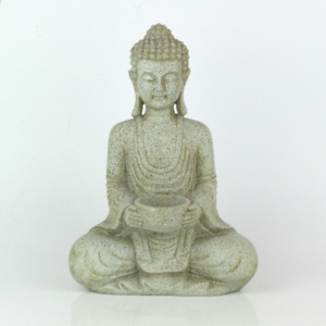 Buddha se svícnem šedý 27cm