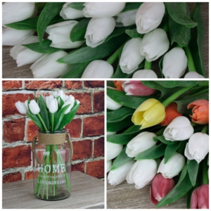 Umělé tulipány bílé 40cm