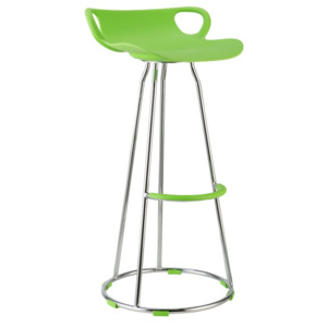 Stylová barová židle v kombinaci chrom a plast zelené barvy TK173