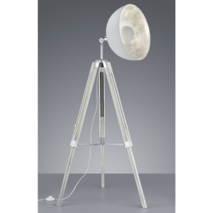 LifeStyle Liège, Studiová stojací lampa 1 x E27/60W TRIO (Přírodní dřevo bílá, bílý kov)