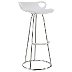 Stylová barová židle v kombinaci chrom a plast bílé barvy TK173