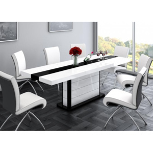 Jídelní stůl PIANOSA, bílo/černý (Luxusní rozložitelný jídelní stůl do moderních kuchyní)
