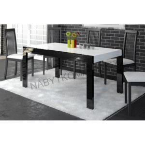Jídelní stůl IMPER černobílá (140-240cm) + (Moderní rozkládací jídelní stůl v kombinaci bílý a černý lesk)