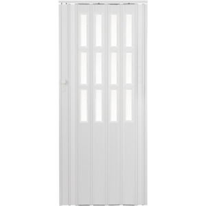 Shrnovací dveře prosklené ST13 Bílá 86 cm