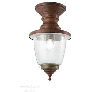 Il Fanale Venezia, venkovní stropní lampa, 1x57W E27, mosaz, bílé sklo, výška 45cm, IP44