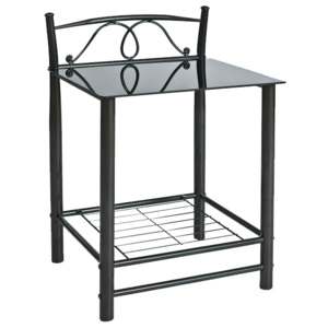 Noční stolek ET920 (Noční stolek v kombinaci kovu a tvrzeného skla)