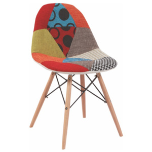 Designová jídelní židle typ 2 ve stylu patchwork v kombinaci se dřevem buk TK169