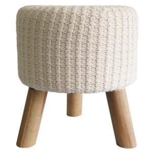 Bílobéžová pletená stolička Stardeco, 35 cm
