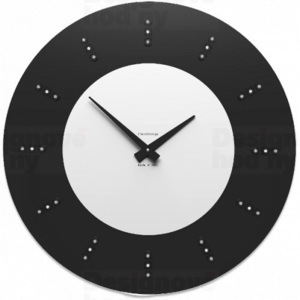 CalleaDesign 10-210 Vivyan Swarovski černá klasik-5 - ral9017 60cm nástěnné hodiny