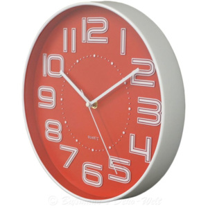 Koopman 35747 Nástěnné hodiny s reliéfem čísla COLOR 30,5 cm - ČERVENÁ