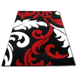 Kusový koberec Flora černobíločervený 60x100, Velikosti 60x100cm