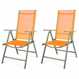 Garthen 27260 Zahradní sada 2 skládací polohovatelné židle - oranžová