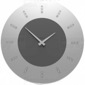 CalleaDesign 10-210 Vivyan Swarovski stříbrná-2 - ral9006 60cm nástěnné hodiny