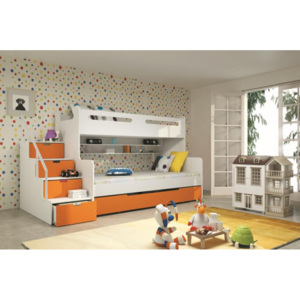 Dětská patrová postel oranžové barvy F1022