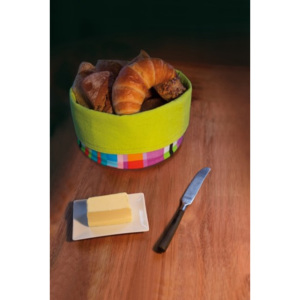 Košík na chleba, pečivo, cukrovinky, šperky, kometiku... Zigzag REMEMBER (Barevna zelená limetková+ barevný vzor)
