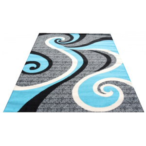 Kusový koberec PP Vlnky šedotyrkysový, Velikosti 100x190cm