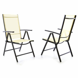 Sada dvou zahradních polohovatelných židlí - krémová - OEM D40747