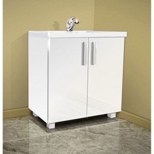 Koupelnová skříňka s umývadlem K22 barva skříňky: bílá 113, barva dvířek: bílý lesk