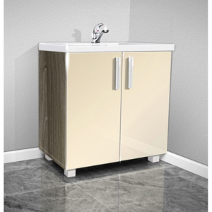 Koupelnová skříňka s umývadlem K22 barva skříňky: javor kanadský 5504, barva dvířek: jasmín lesk