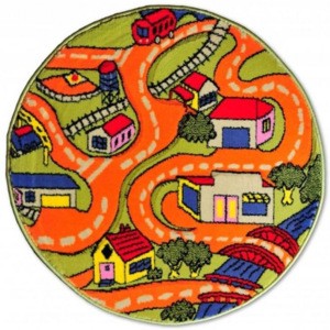 Dětský koberec Silnice oranžový kruh, Velikosti 80x80cm