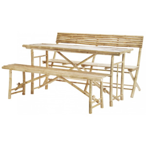 Sestava bambusového stolu se dvěma lavicemi Natural