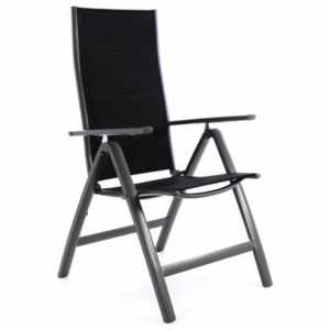 Zahradní hliníková židle DELUXE - černá - OEM D40790